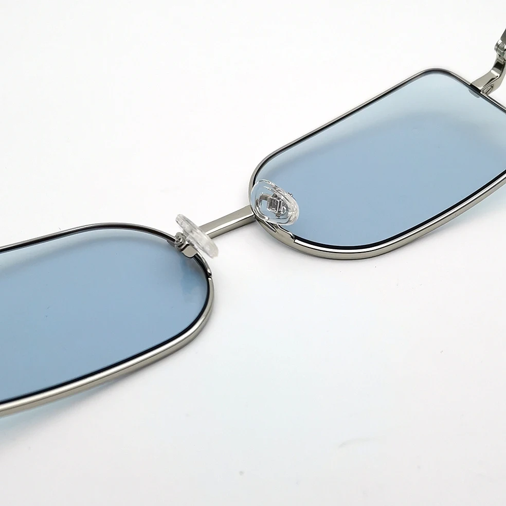 

2020 retro rectangle vintage square welding sunglasses silver frame with blue cr39 lens small unisex men fashion