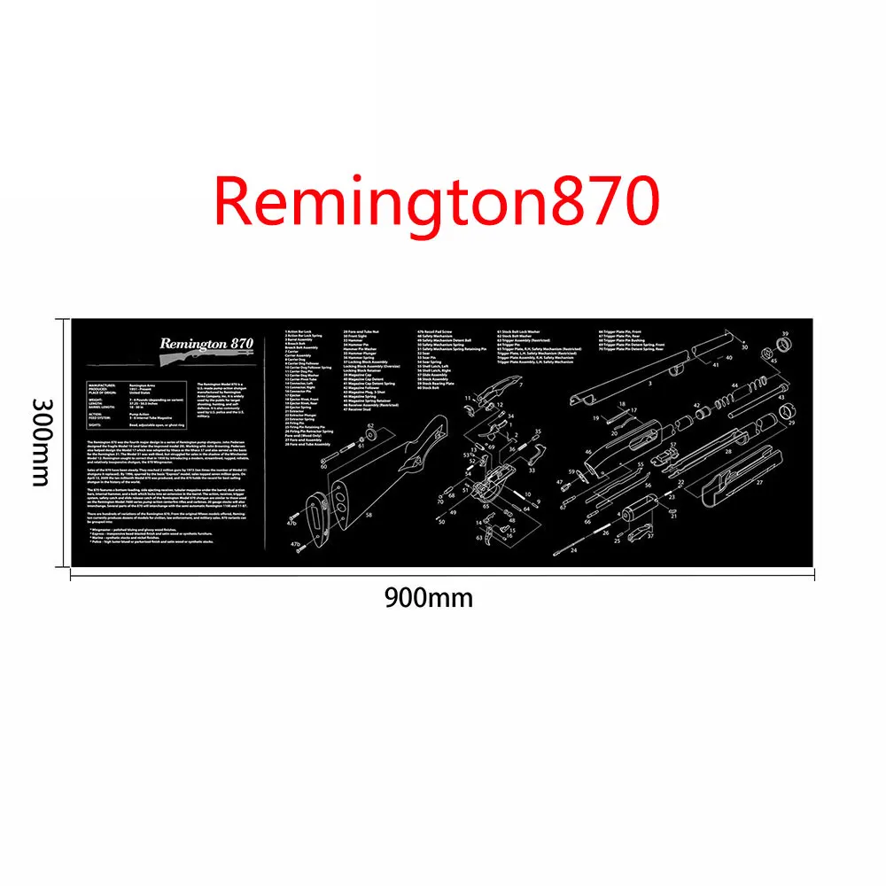 Remington870 AR15 AK47 Glock чистящий резиновый коврик с схемой деталей и инструкциями оружейный коврик для мыши Smith Colt 1911 - Цвет: Remington870