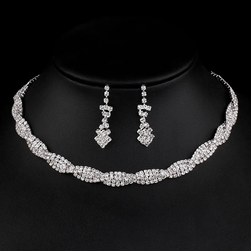 Style 15 BLIJERY, Модные Ювелирные наборы для невесты, для женщин, горный хрусталь, кристалл, ожерелье, серьги, наборы, для выпускного, свадебные ювелирные наборы - Окраска металла: Style 15