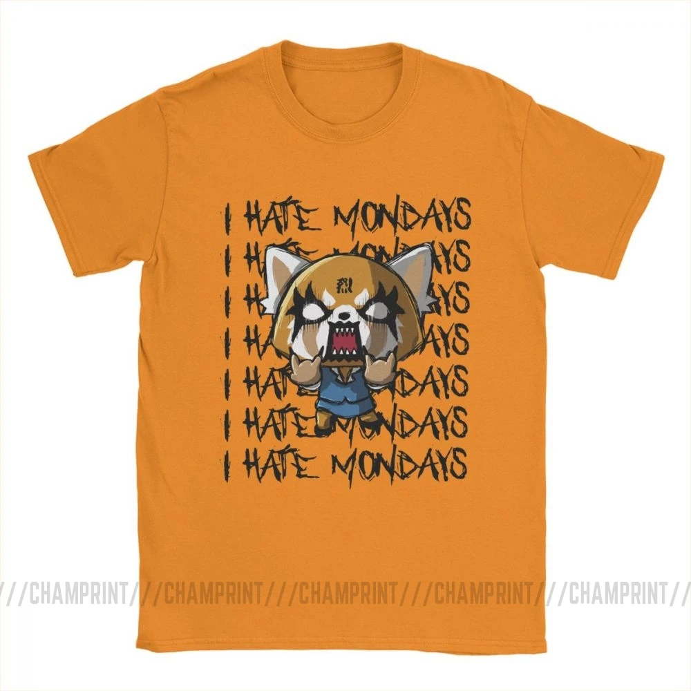 Мужские агрессивные футболки Aggretsuko Retsuko I Hate с надписью понедельник одежда из 100%