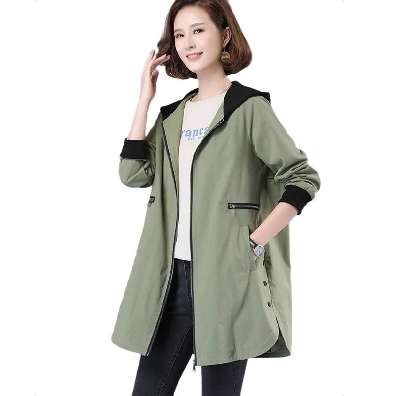 

Тренч, ветровка, верхняя одежда, женская верхняя одежда 4XL, Женская Осенняя Повседневная Длинная парка с подкладкой и капюшоном, пальто разм...