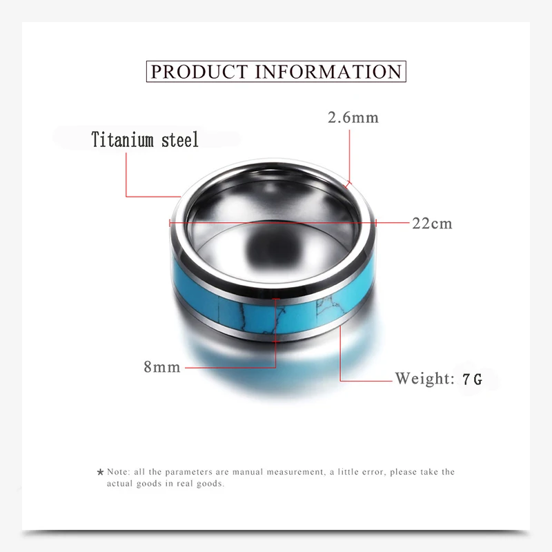 

ADOMANER 316l Stainless Steel Ring For Men Women Funky Blue Natural Stone Rings Fashion Wedding Band Party Jewelry Dropshipping