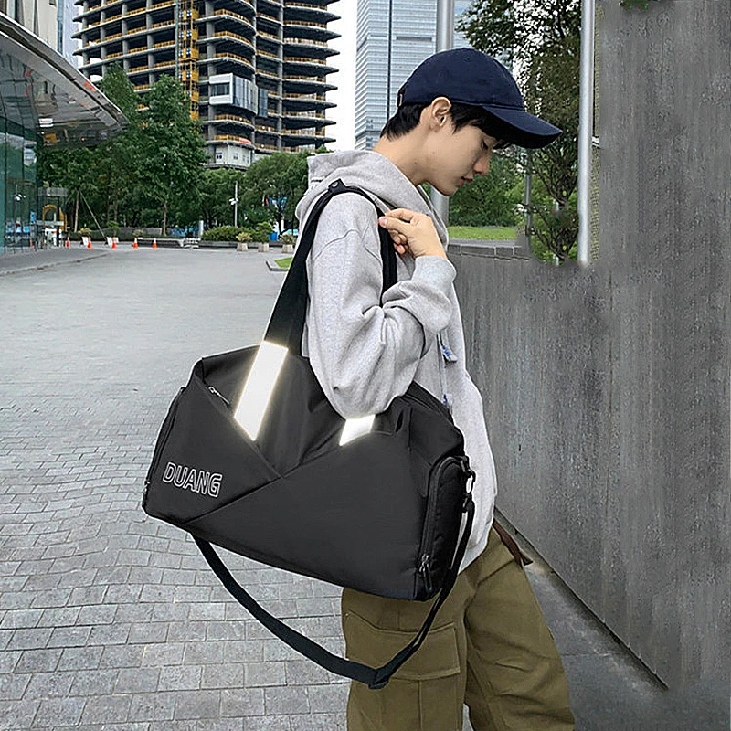 Lightweight Yoga Bag Sports GYM Bag Men Women Reflective Travel Shoulder Bag Waterproof Duffle Fitness Bag with Shoe Compartment