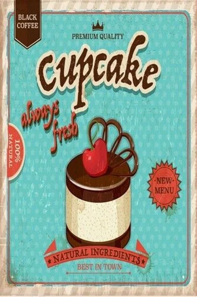 

Vintage Homemade Cupcake Always Fresh Metal Tin Sign 8x12 Inch Retro Home Kitchen Cafe Shop Wall Decor Poster New