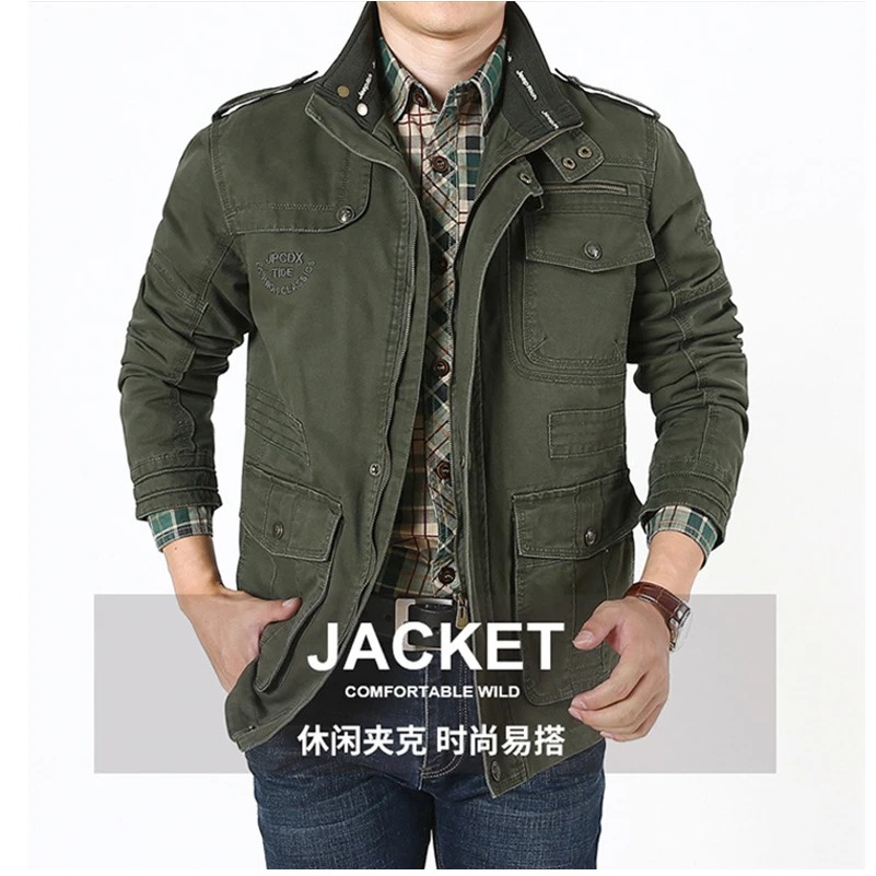 

6XL 7XL Spring Autumn Jacket Men Clothing 100% Cotton Military Army Bomber Cargo Jackets Coats Multi Pockets Jaqueta Masculina