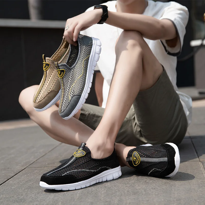 

Summer Shoes Men Casual Shoes Fashion Lightweight Breathable Walking Sneakers Slip-on Mesh Shoes Plus Size Zapatillas Hombre
