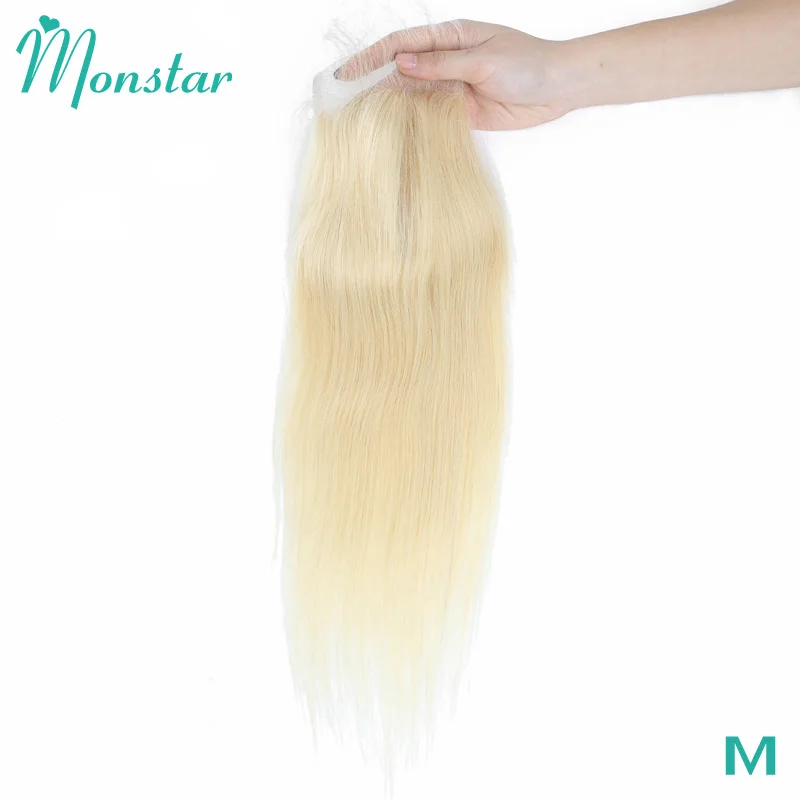 Monstar 613 блонд 4x4 кружева закрытие перуанские Remy прямые человеческие волосы 8 24