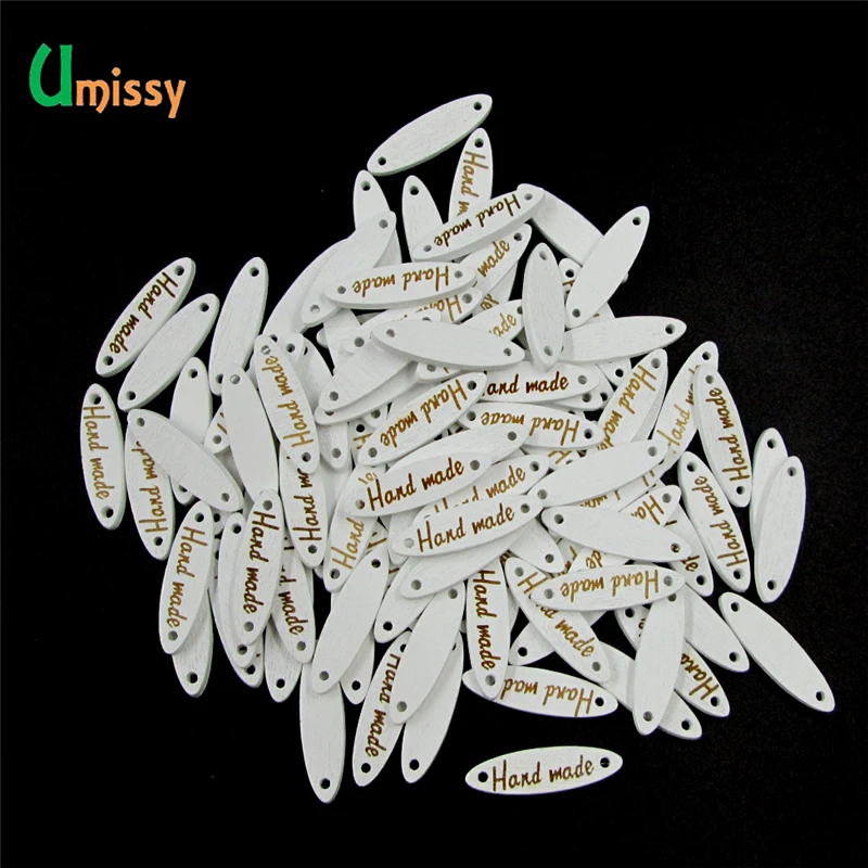 100 шт. деревянные кнопки &quotручная работа&quot буквы Швейные Кнопки 2 отверстия