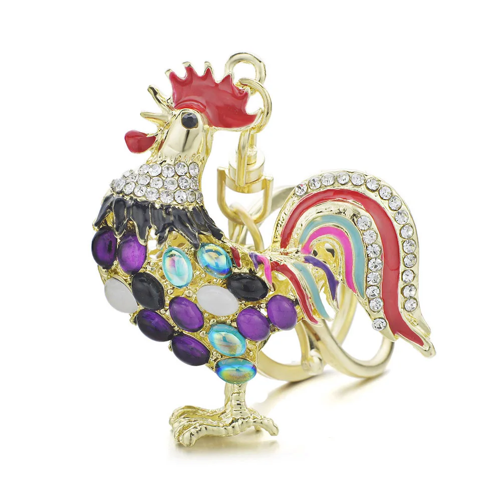 Брелок для ключей DORMON металлическая сумочка с кристаллами петуха из