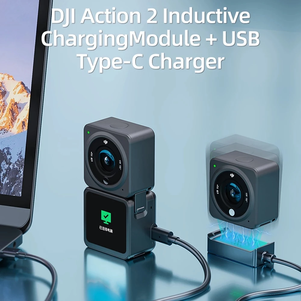 Cena DJI Action 2 ładowarka Magnetyczna Podstawa Z 2 W 1 Type-c Kabel Do Szybkiego ładowania USB 2.0 Dla DJI Osmo Action 2 Akcesoria Do Kamery