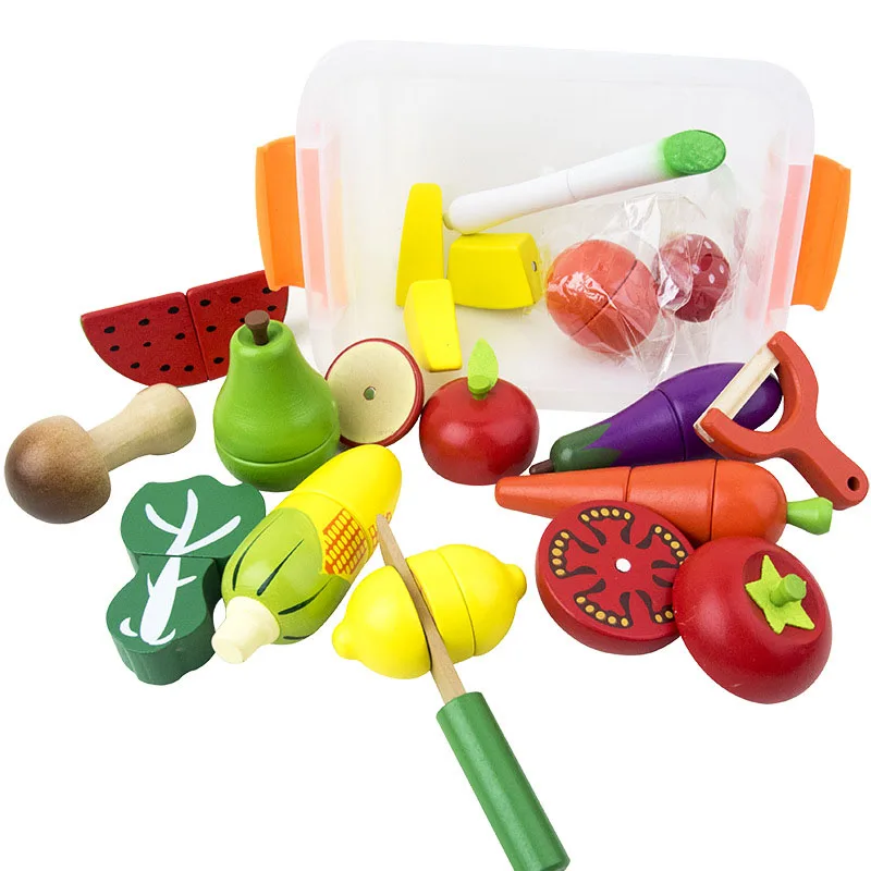 

Детские деревянные игрушки, имитация кухни, игрушки, ролевые игрушки, резка фруктов, овощей, игрушка Монтессори, подарки для раннего развити...