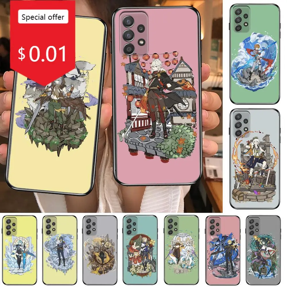 

top genshin impact Phone Case Hull For Samsung Galaxy A70 A50 A51 A71 A52 A40 A30 A31 A90 A20E 5G S Black Shell Art Cell Cove