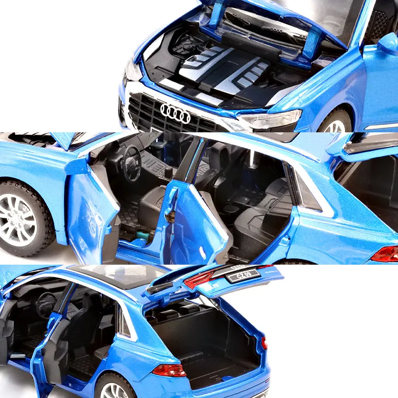 

1:32 High Simulation Audi Q8 SUV Sound And Light Pull Back Alloy Toy Car Model For Children Gifts Car Kids Toy