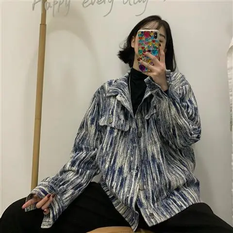 

Женская джинсовая куртка, Корейская джинсовая куртка в стиле ретро, с эффектом потертости, для весны и осени, 2021