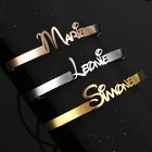 Индивидуальная именная табличка с названием браслет персонализированные пользовательские браслеты манжетного типа для Для женщин мужчин розовое золото Нержавеющаясталь Jewely