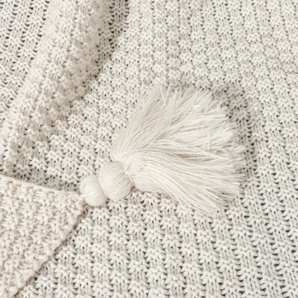 

Nordic Style Sofa Blanket 70x100cm Office Nap Blanket Tassel Knitting Ball Wool Leisure no fading Air Conditioning Blanket