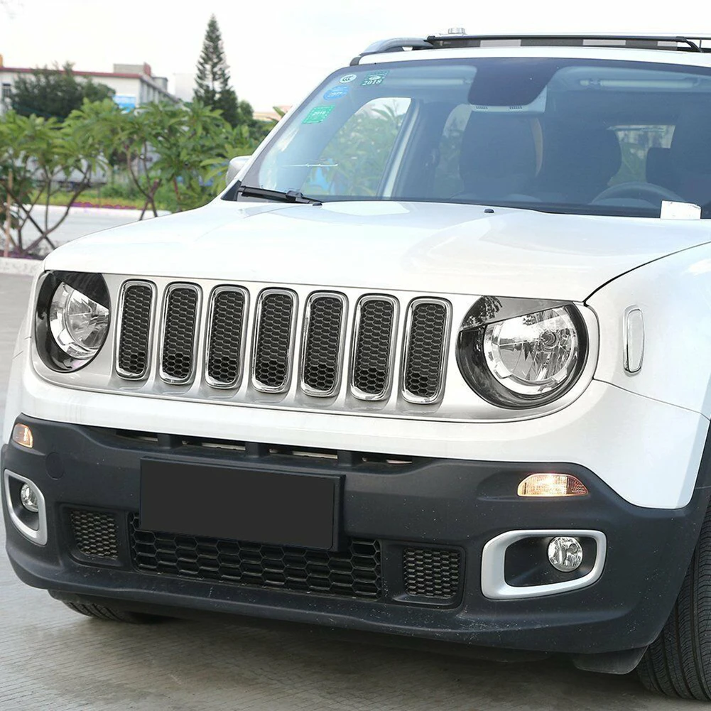 Передняя вставка для гриля + ободок фары злые глаза Jeep Renegade 2015 2018|Гоночные