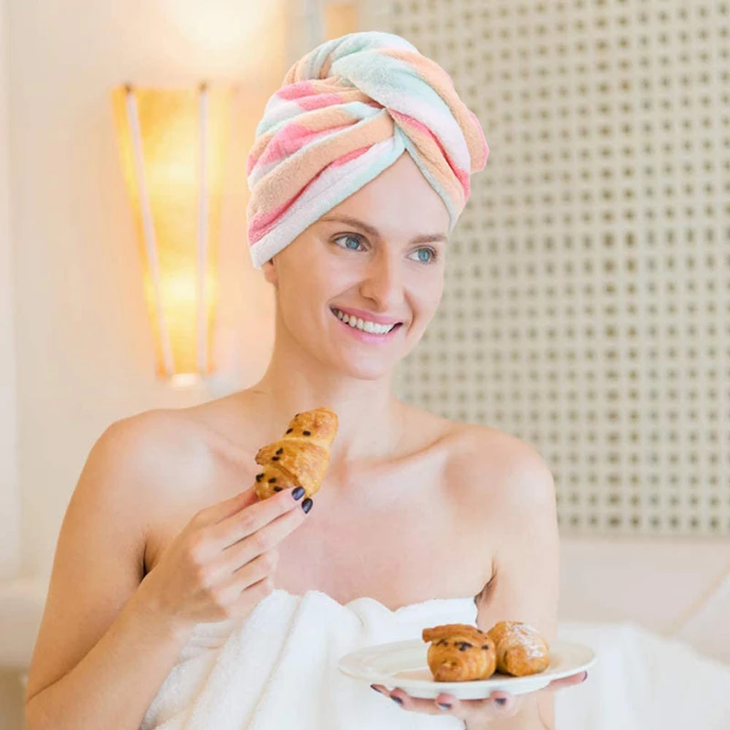 2 шт. микрофибра полотенце для волос s обертка женщин вьющиеся волосы спа тюрбан