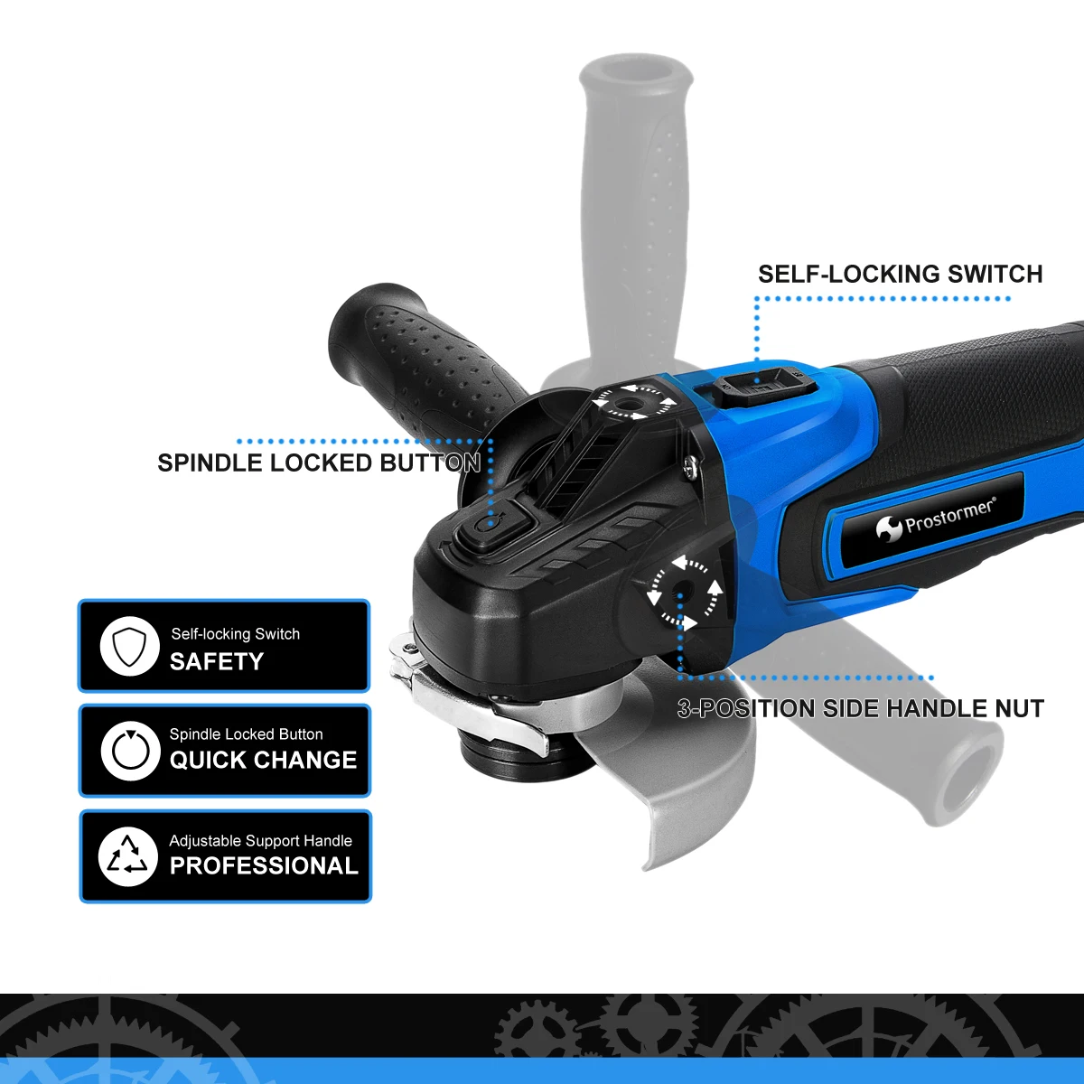 PROSTORMER 20V угловая шлифовальная машина для резки шлифовальный инструмент 4000 мА/ч, литий Батарея мощный шлифовки металла древесины Аккумуляторный резка