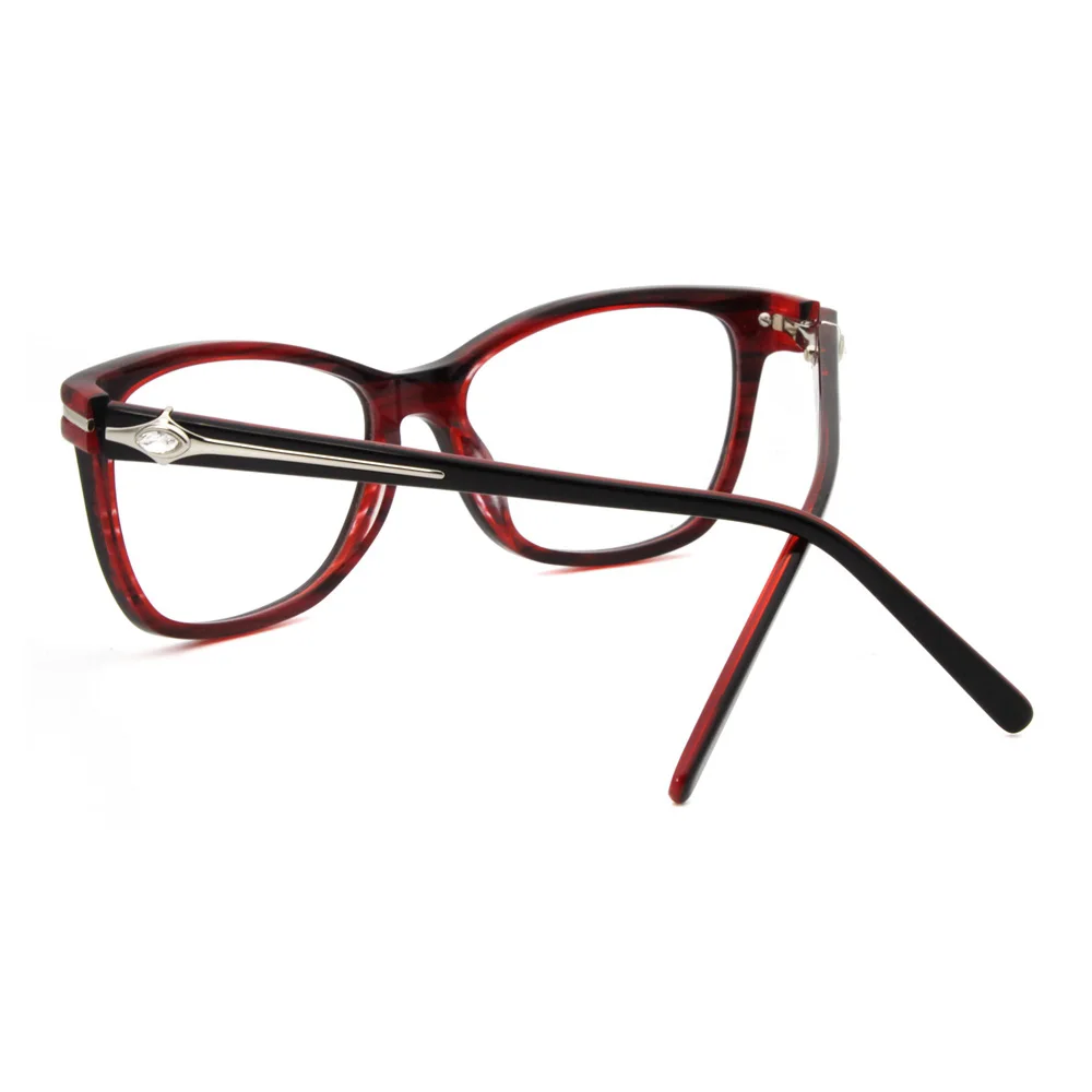 Женские очки с квадратной оправой из ацетата со стразами элегантные винные