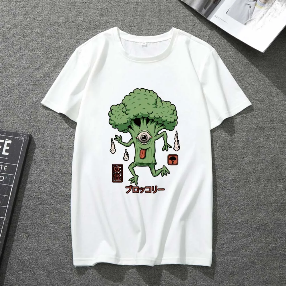 

T-shirt Unisex White O-neck Cute Cartoon Print Pattern Male and Female Young Students Harajuku Casual Breathable T-shirt