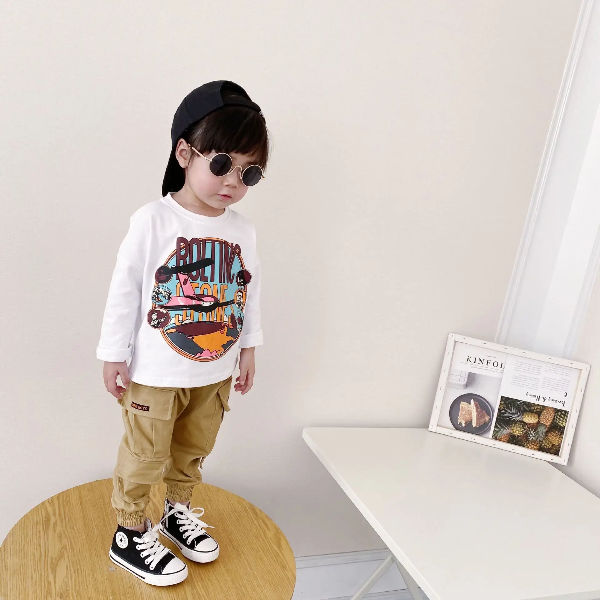 

2021 новые весенние детские футболки для мальчиков и девочек мягкие и свободные футболки с длинным рукавом для мальчиков, футболка с длинными...