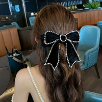 velvet bow hairpins hair clips barrettes adult crystal elegant fabric ribbon hairgrips korean headpiece girls hair accessories