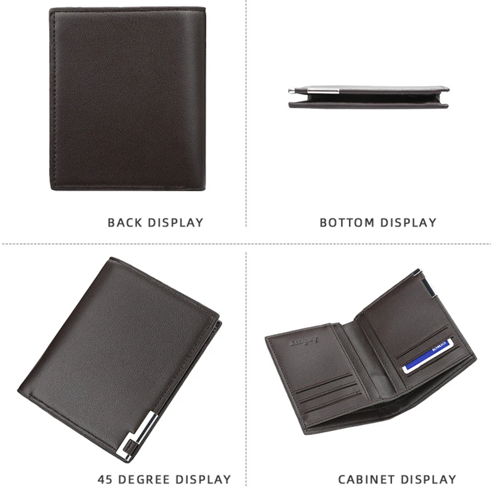 

Men's short iron side the ultra-thin youth trend Men Leather Wallet Pocket ID Card Holder Billfold Slim Clutch Purse Gifts