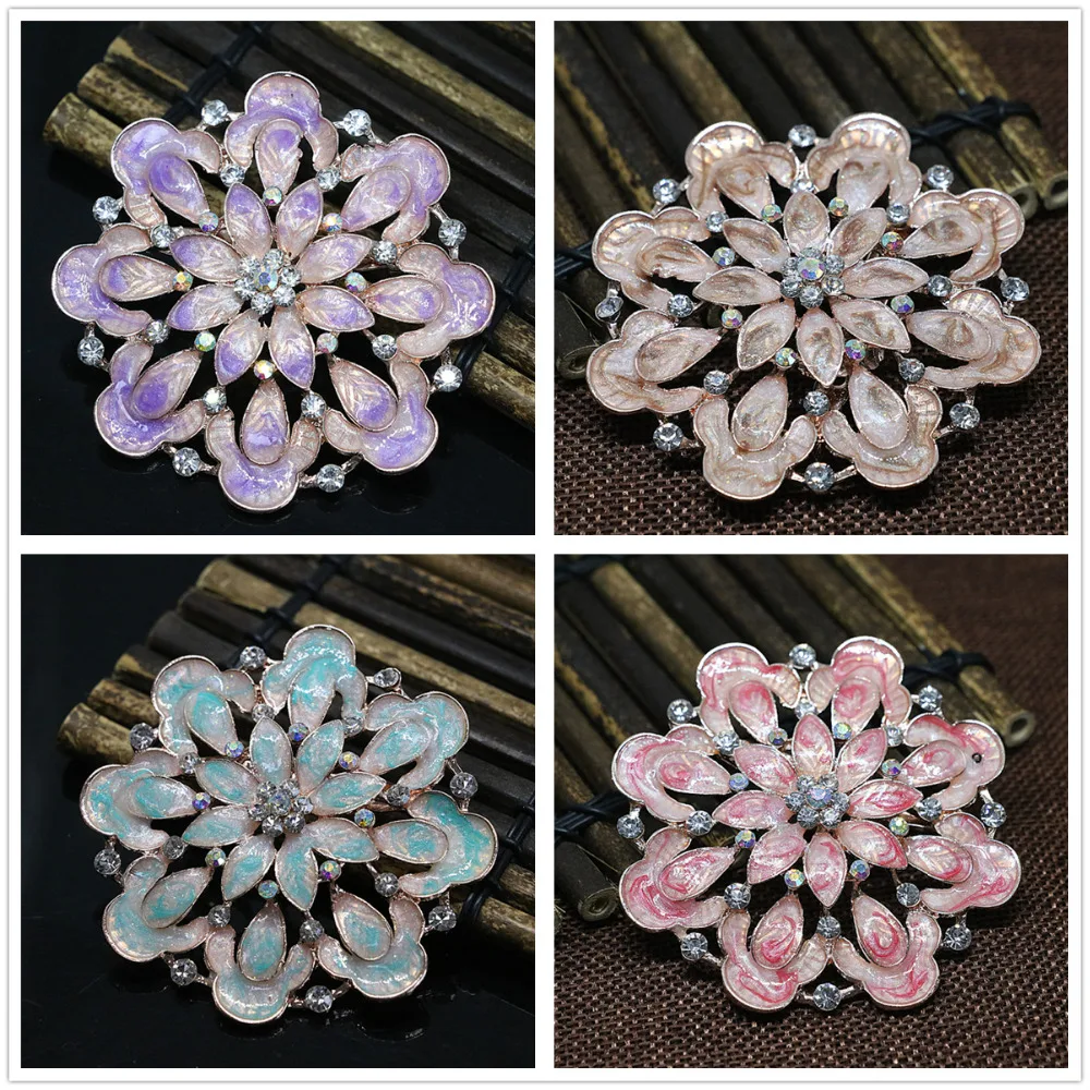 

Fashion large round flower pins 8 colors crystal beads Bohemia style charms women lovely brooches party clothes gift jewelry C