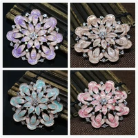fashion large round flower pins 8 colors crystal beads bohemia style charms women lovely brooches party clothes gift jewelry c