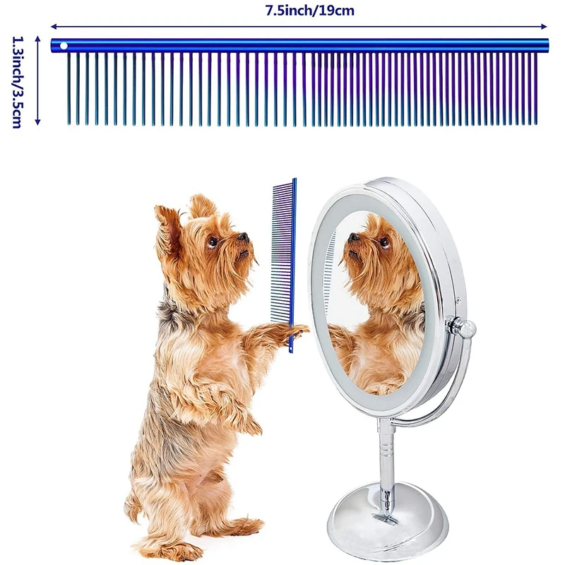 

3 Pieces Pet Steel Combs Pet Dog Cat Grooming Comb Multi-Color Dog Comb with Stainless Steel Teeth for Removing Tangles