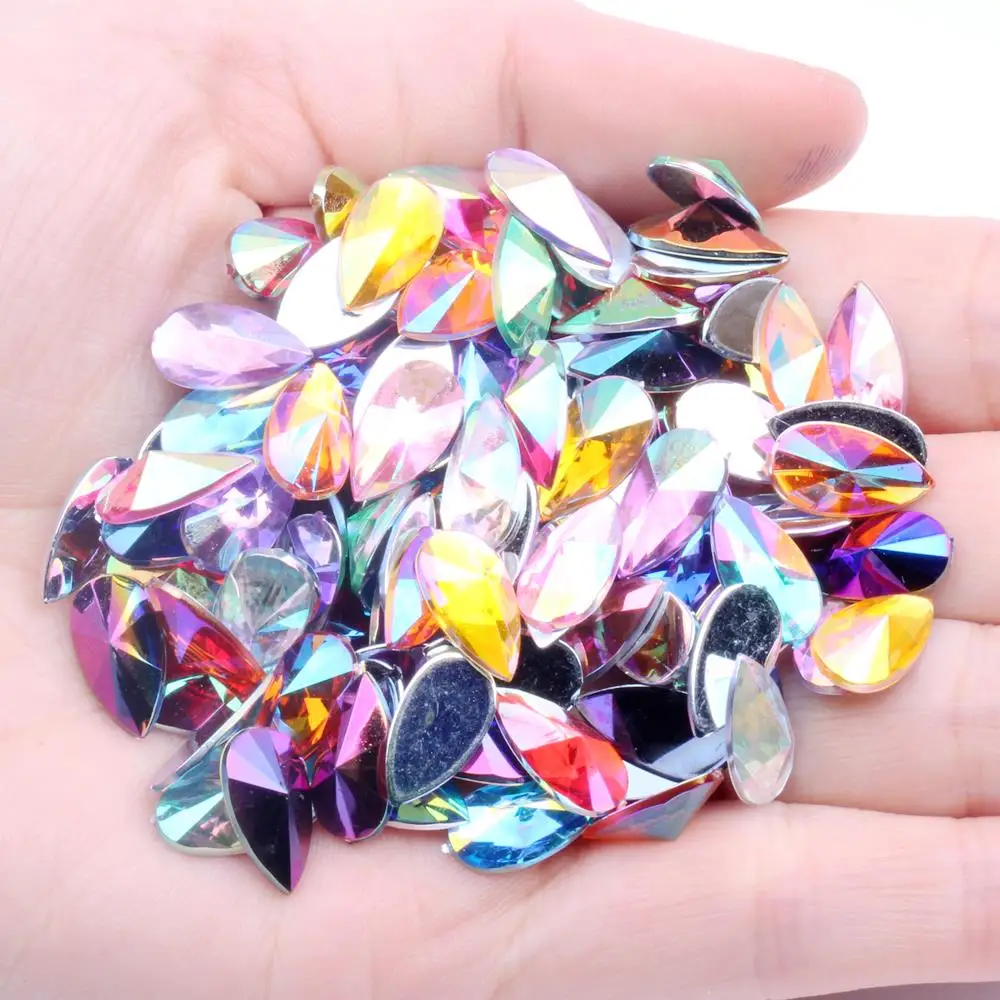 8x13mm 9x18 мм акриловые стразы в форме слезы 16 видов цветов клея на плоской задней