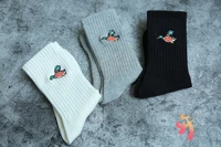 fast delivery human made socks high quality embroidered duck thick needle cotton sole printing human made couple tube socks