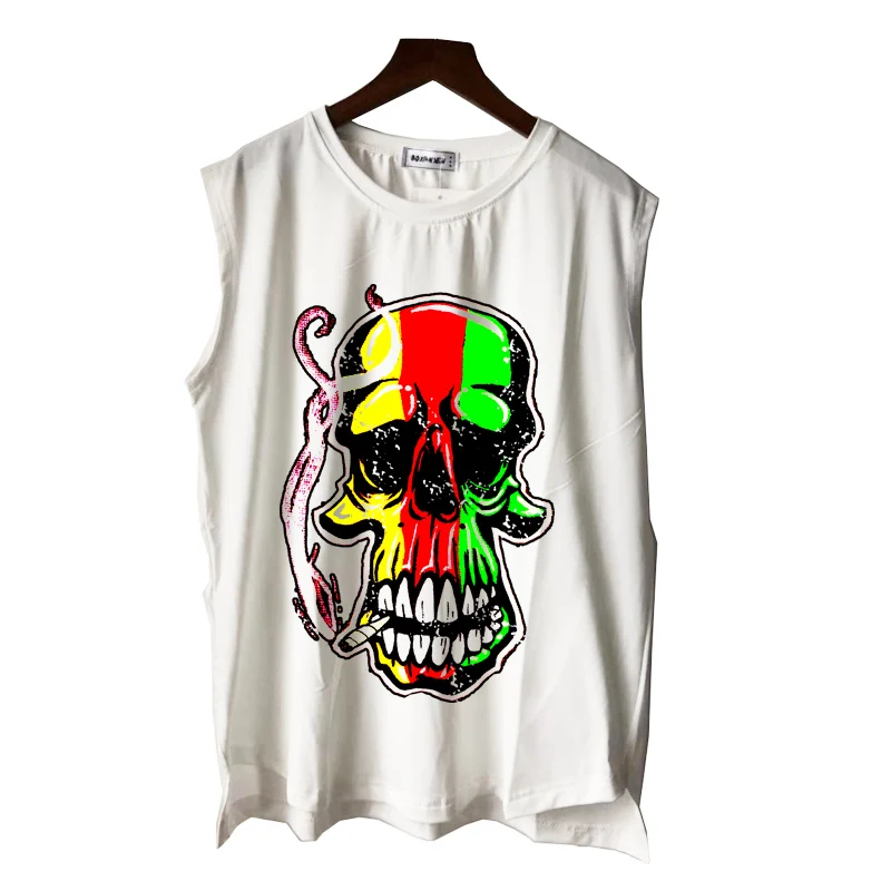 Регги рок раста череп дым печати для мужчин женщин мальчиков и девочек топы на