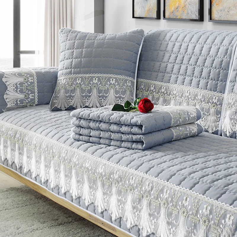 

Sofa Covers for Living Room Gray Color Plush Sofa Cushion Couch Cover Modern Minimalist Corner Sofa Towel Seat Pad