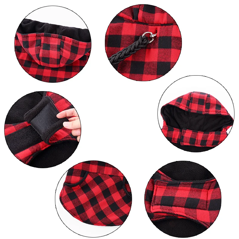 Зимнее теплое пальто в клетку для домашних животных куртка большая женская