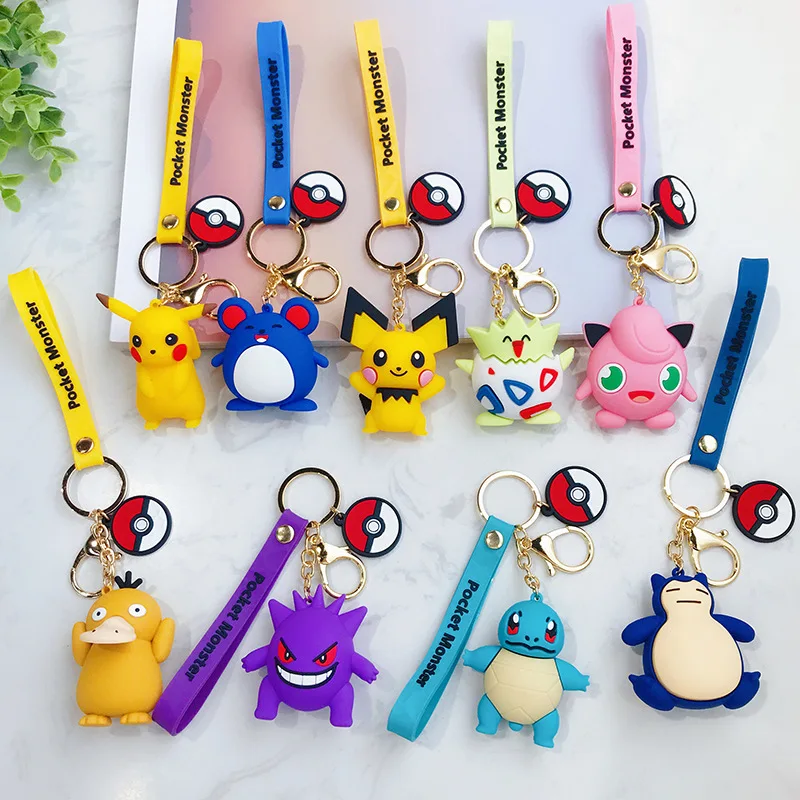 

Pokemon Pocket Monster Elf Figures Pikachu Gengar Peyduck Squirtle Jigglypuff Togepi Marill Doll Car Keychain Pendant Model Toy