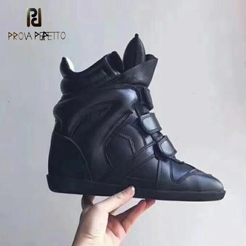 

Новинка 2020, осенне-зимняя дышащая женская обувь с высоким верхом и внутренним увеличением 8 см, Универсальная кожаная Спортивная повседневн...