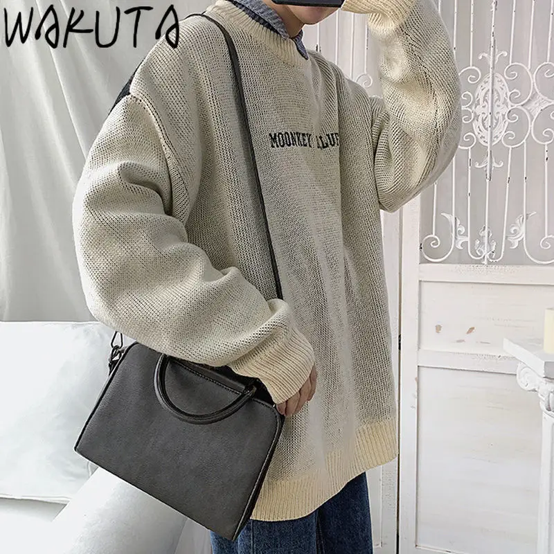 Пуловер WAKUTA в стиле Харадзюку Свитер оверсайз с японским аниме мультяшный стиль