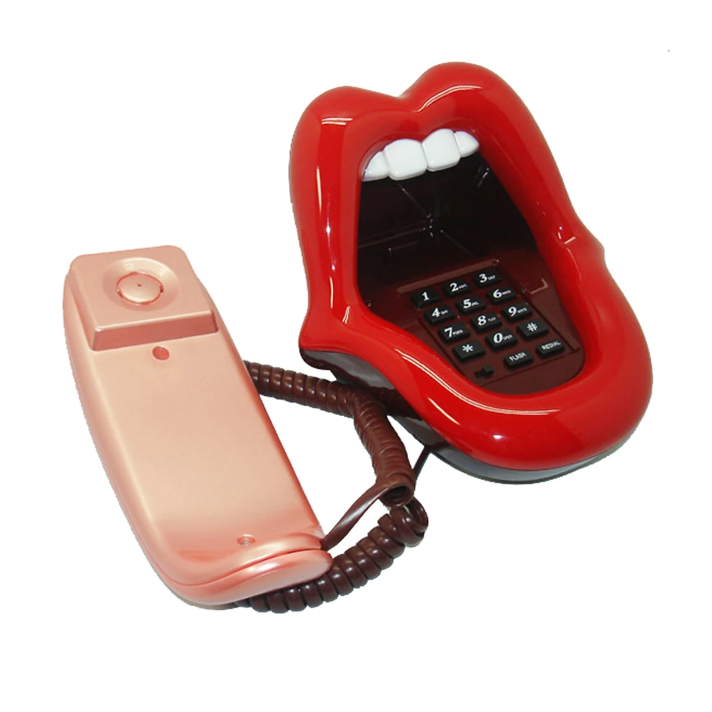 Красный рот телефон проводной Новинка Сексуальные губы подарок мультфильм в