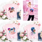 Детские футболки с мультяшным принтом Радужное Королевство детские топы для маленьких девочек футболка с коротким рукавом детская розовая фотография 6 7 8 9