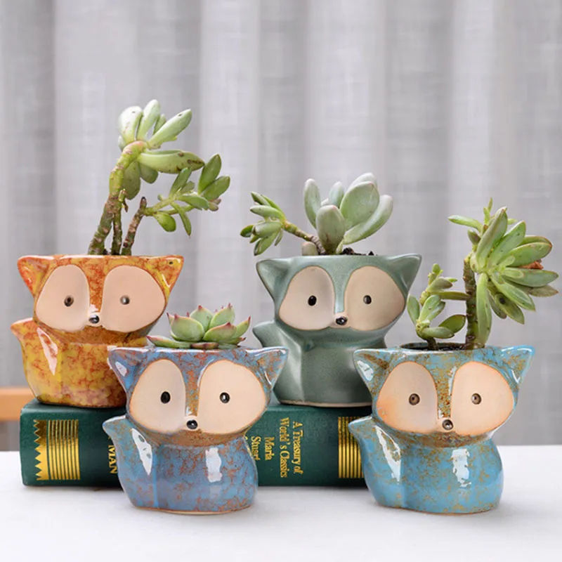 Скандинавский стиль маленький Лисий керамический горшок для цветов цветочный