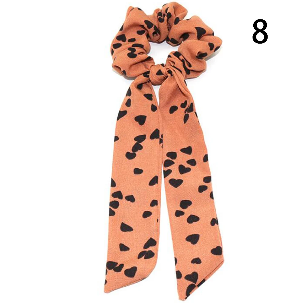 

2019 Bohemian Polka Dot Floral Printed Ribbon Bow Hair Scrunchies Women Elastic Hair Band Ponytail Scarf Hair Ties Accessories