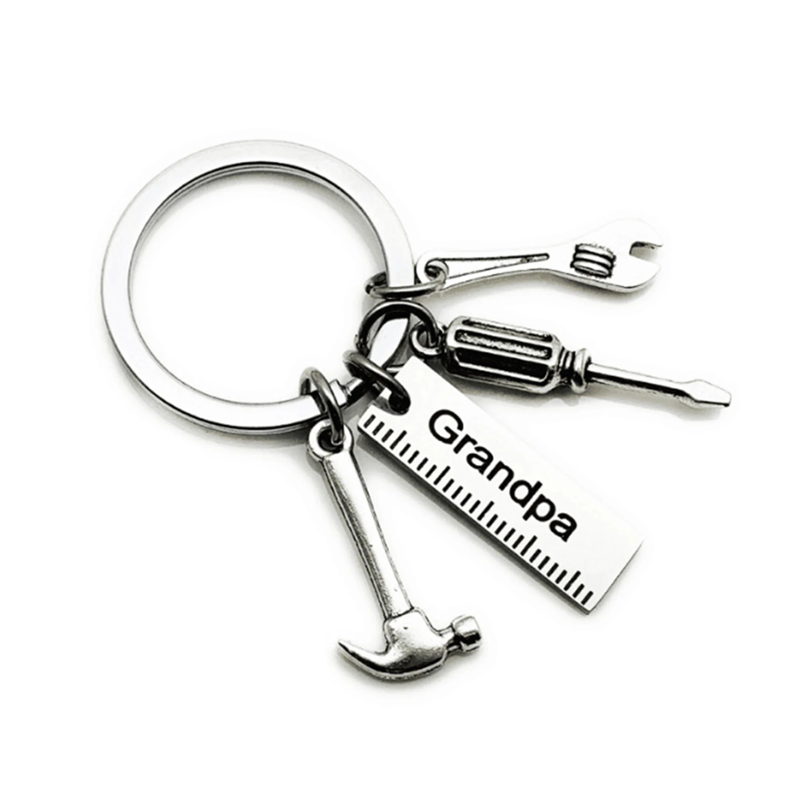

Stainless Steel Keychain with Mini Simulation Wrench Tool Pendant 9*28cm Key Buckle with Letters Gift for Father's Day D