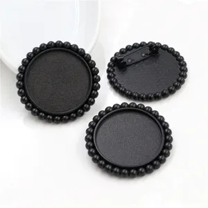 Новая мода 5 шт 25 мм Внутренний размер черный цвет покрытый стиль Броши Мода Кабошон База Установка (A3-46)