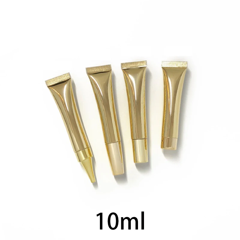 

10ml Shinny Gold Cosmetic Squeeze Bottle 10g Empty Plastic Makeup Container Eye Cream Packaging Soft Tube with Inner Plug