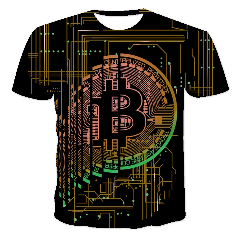 

Bitcoin Men Cloths Virtual Currency Print Man T Shirt Summer Casual O-Neck Unisex Tops Cool Rock Adults Oversize Tees Streetwear