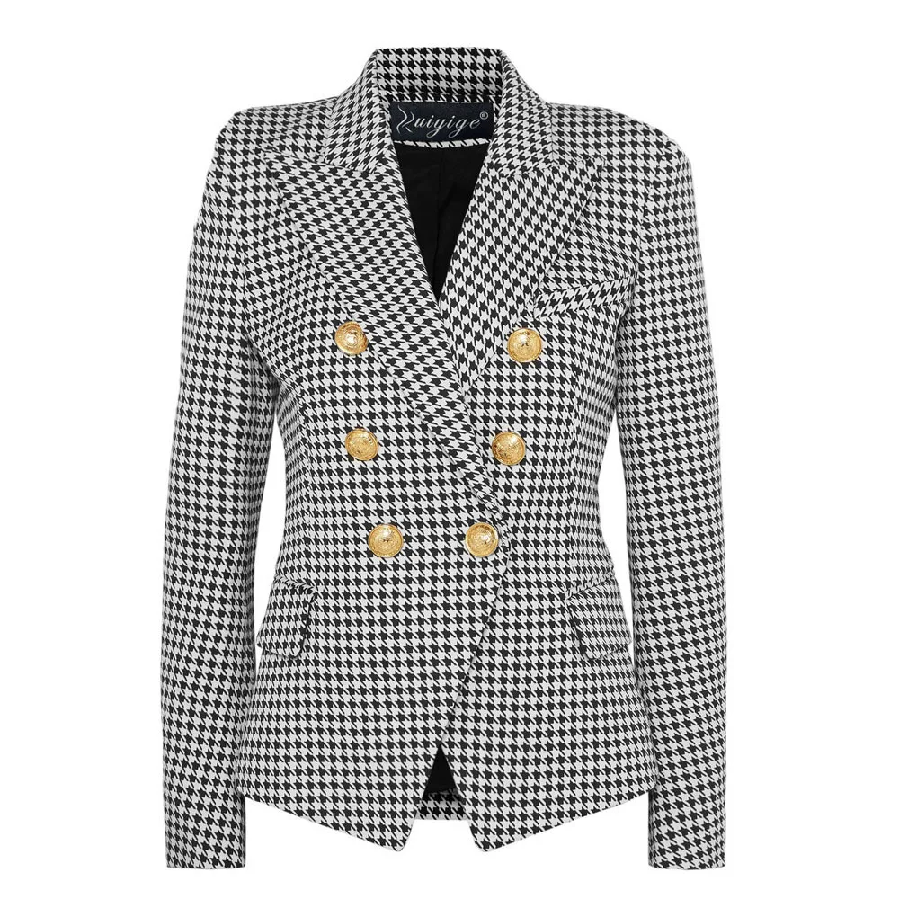 Женский блейзер с длинным рукавом повседневный облегающий в клетку кардиган