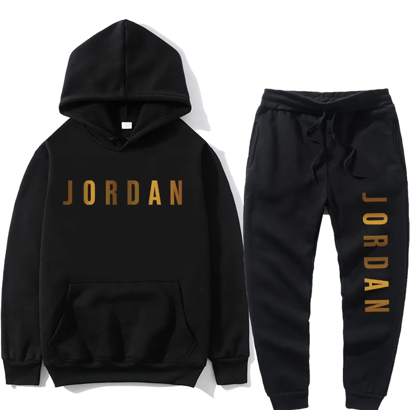 

Tracksuit Men 2 Piece Sets 2021 New Brand Autumn Winter Print Hooded Sweatshirt+pants Pullover Hoodie Sportwear Suit
