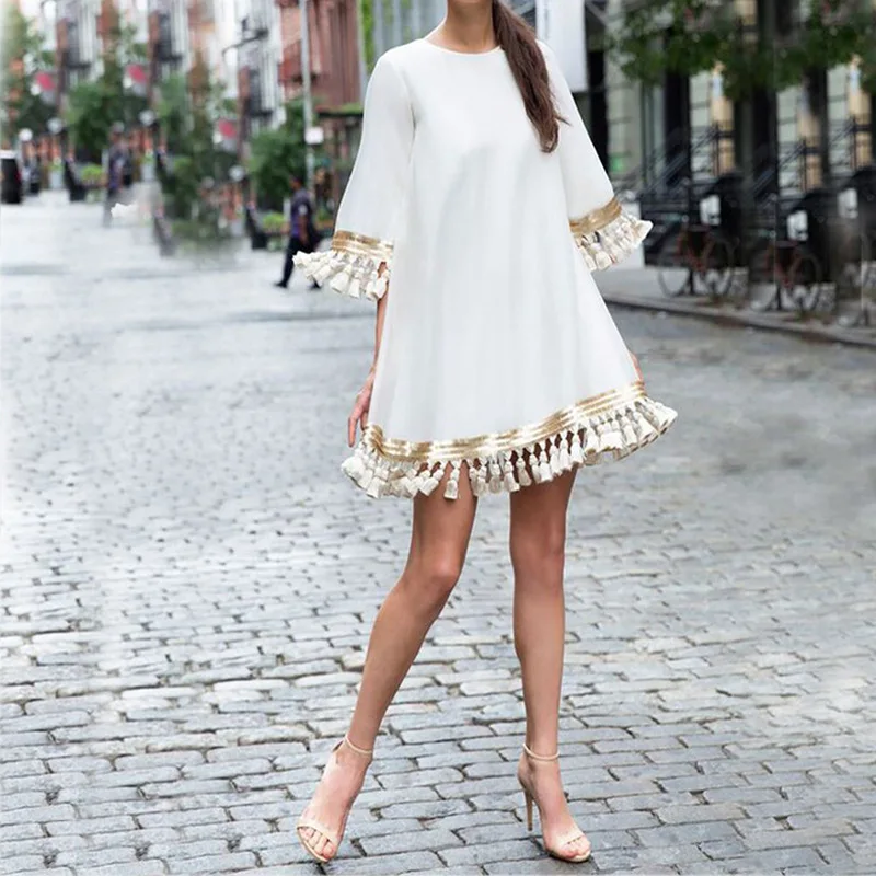 Round Neck 3/4 Sleeve Plus Size Cocktail Dress For Party Loose Women Vestidos De Coctel Cortos Elegantes 2019 | Свадьбы и торжества